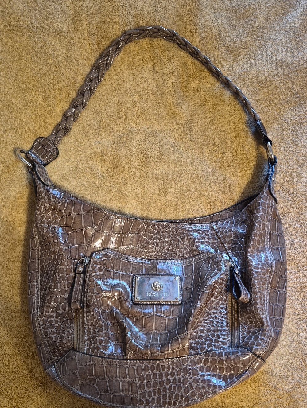 Rosetti Women’s Croc-Embossed Hobo Bag in Brown With Wallet